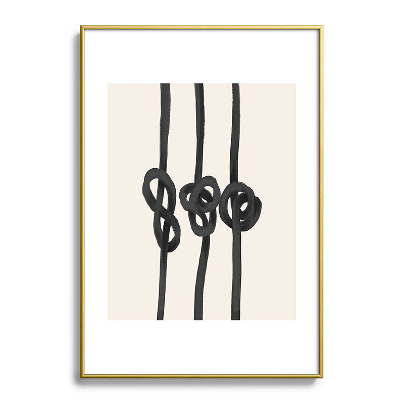 Agnes 91 Minimalist Black Knot Abstract Metal Framed Art Print