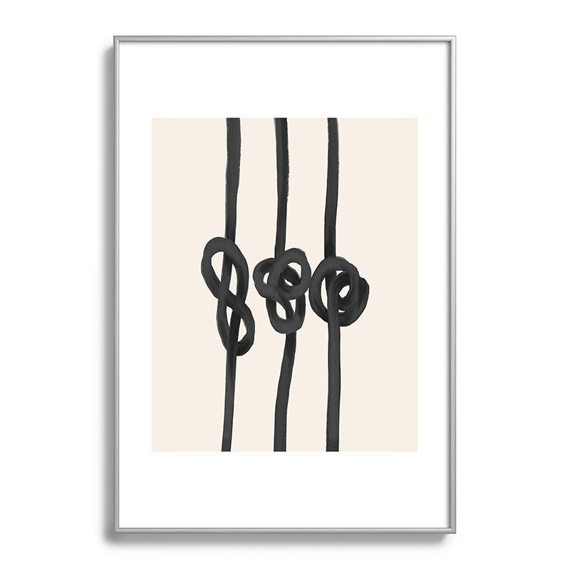 Agnes 91 Minimalist Black Knot Abstract Metal Framed Art Print