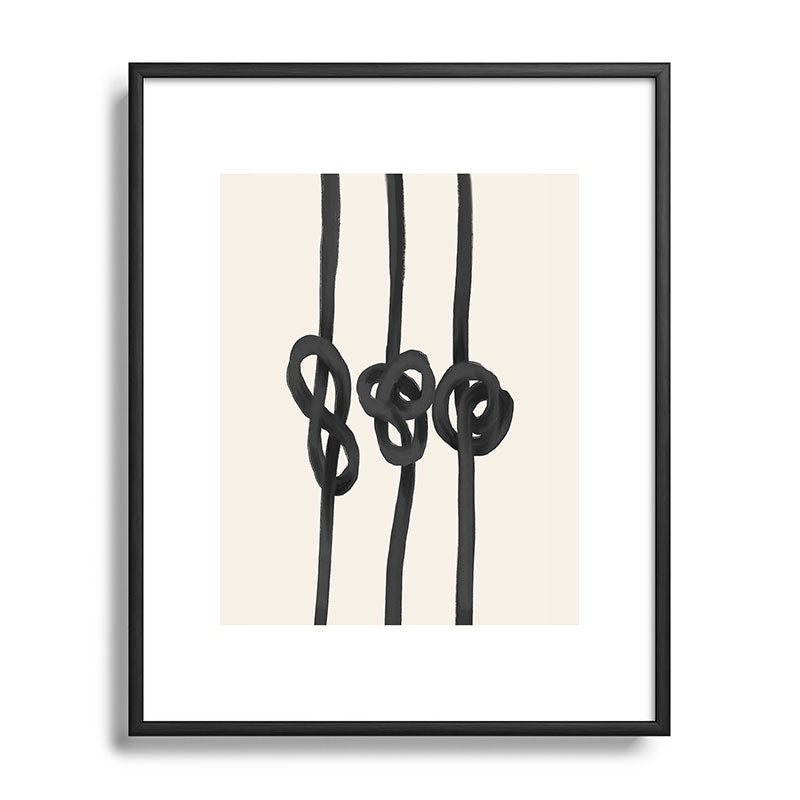 Agnes 91 Minimalist Black Knot Abstract Metal Framed Art Print