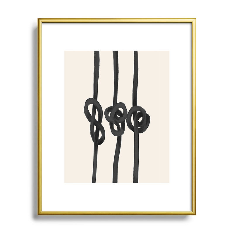 Agnes 91 Minimalist Black Knot Abstract Metal Framed Art Print