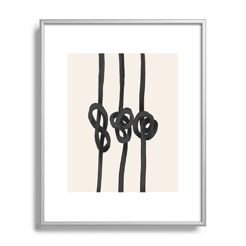 Agnes 91 Minimalist Black Knot Abstract Metal Framed Art Print