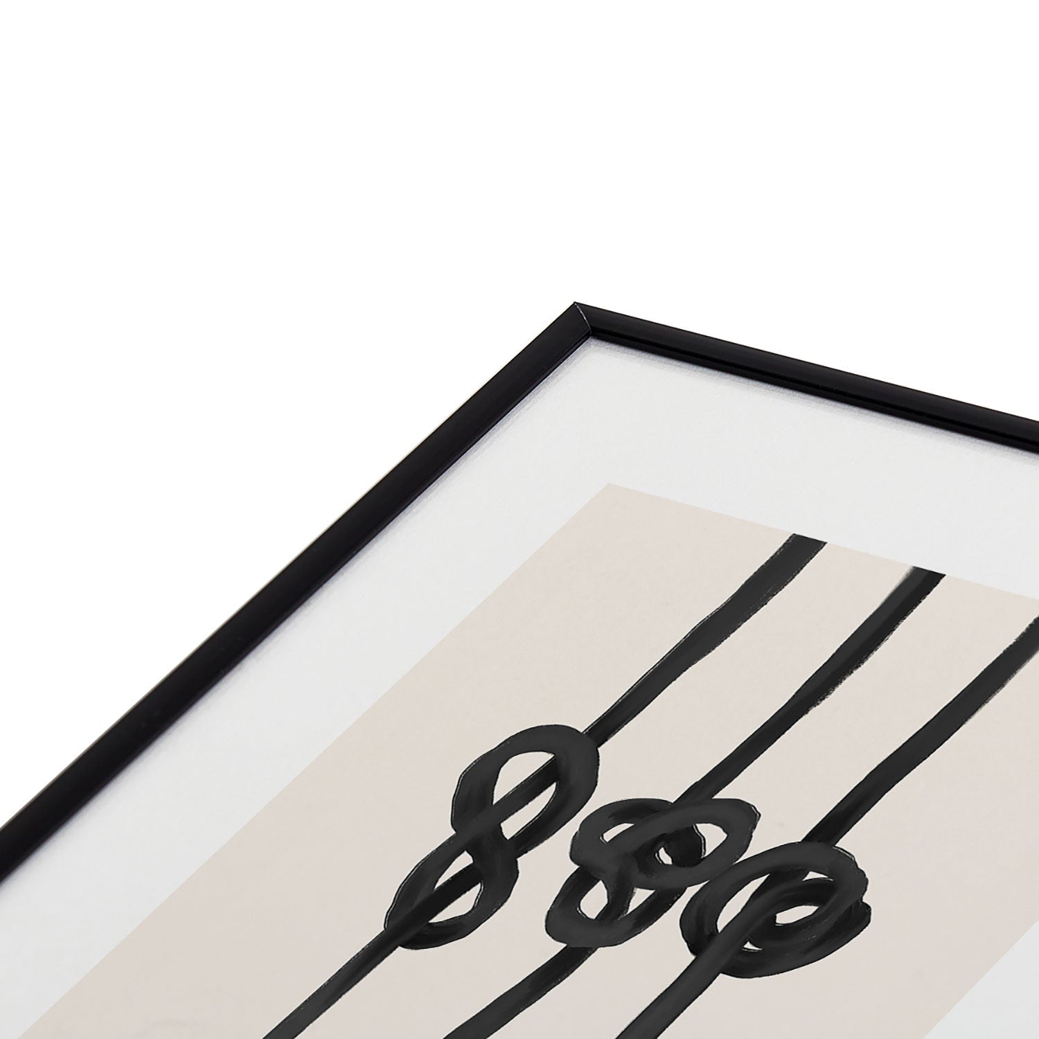 Agnes 91 Minimalist Black Knot Abstract Metal Framed Art Print