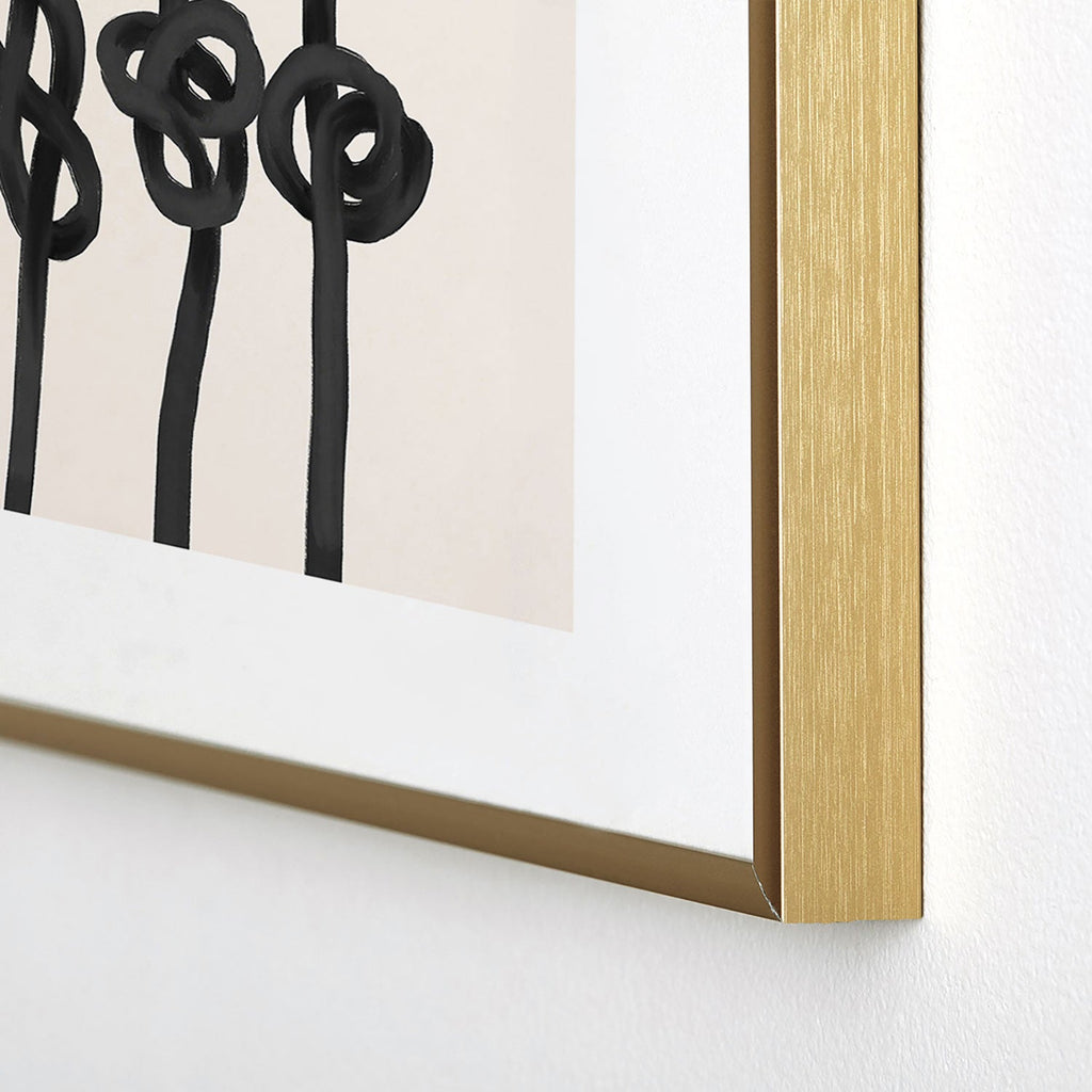 Agnes 91 Minimalist Black Knot Abstract Metal Framed Art Print