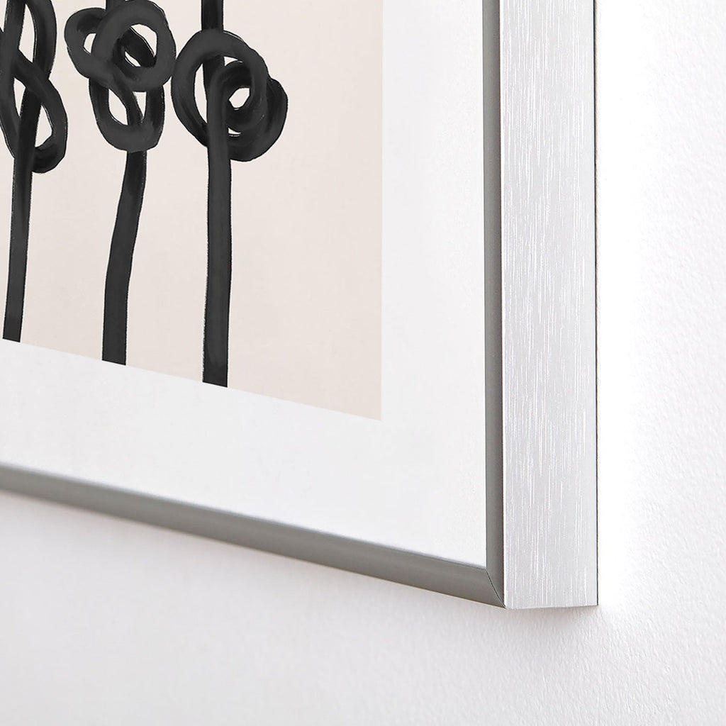Agnes 91 Minimalist Black Knot Abstract Metal Framed Art Print