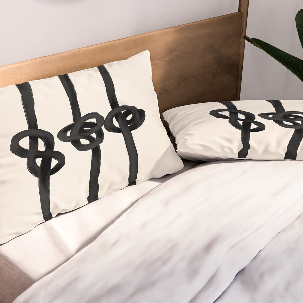 Agnes 91 Minimalist Black Knot Abstract Pillow Shams
