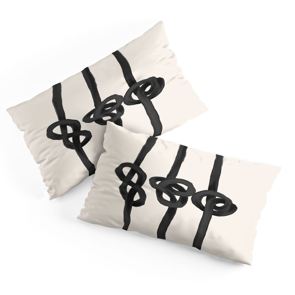 Agnes 91 Minimalist Black Knot Abstract Pillow Shams