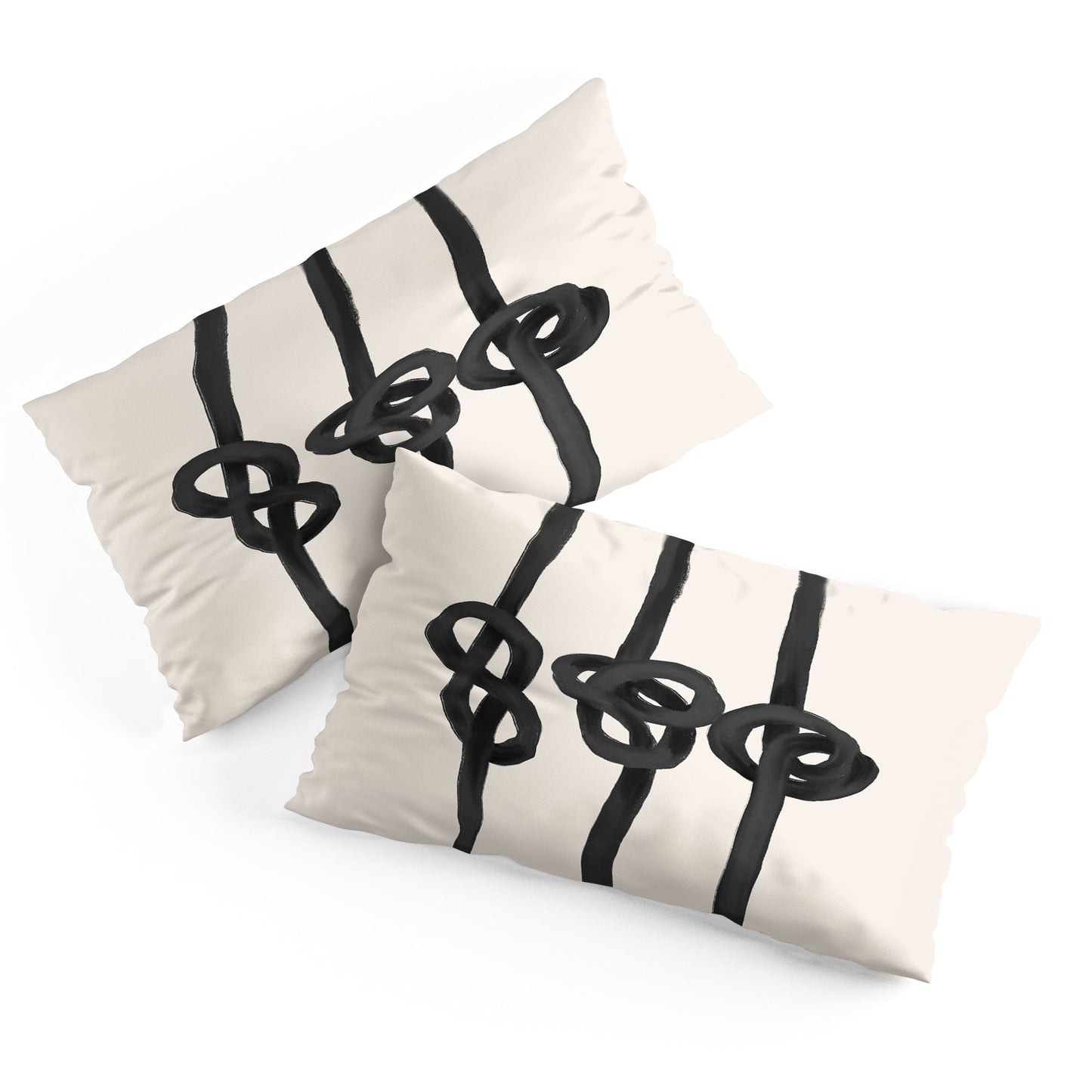 Agnes 91 Minimalist Black Knot Abstract Pillow Shams