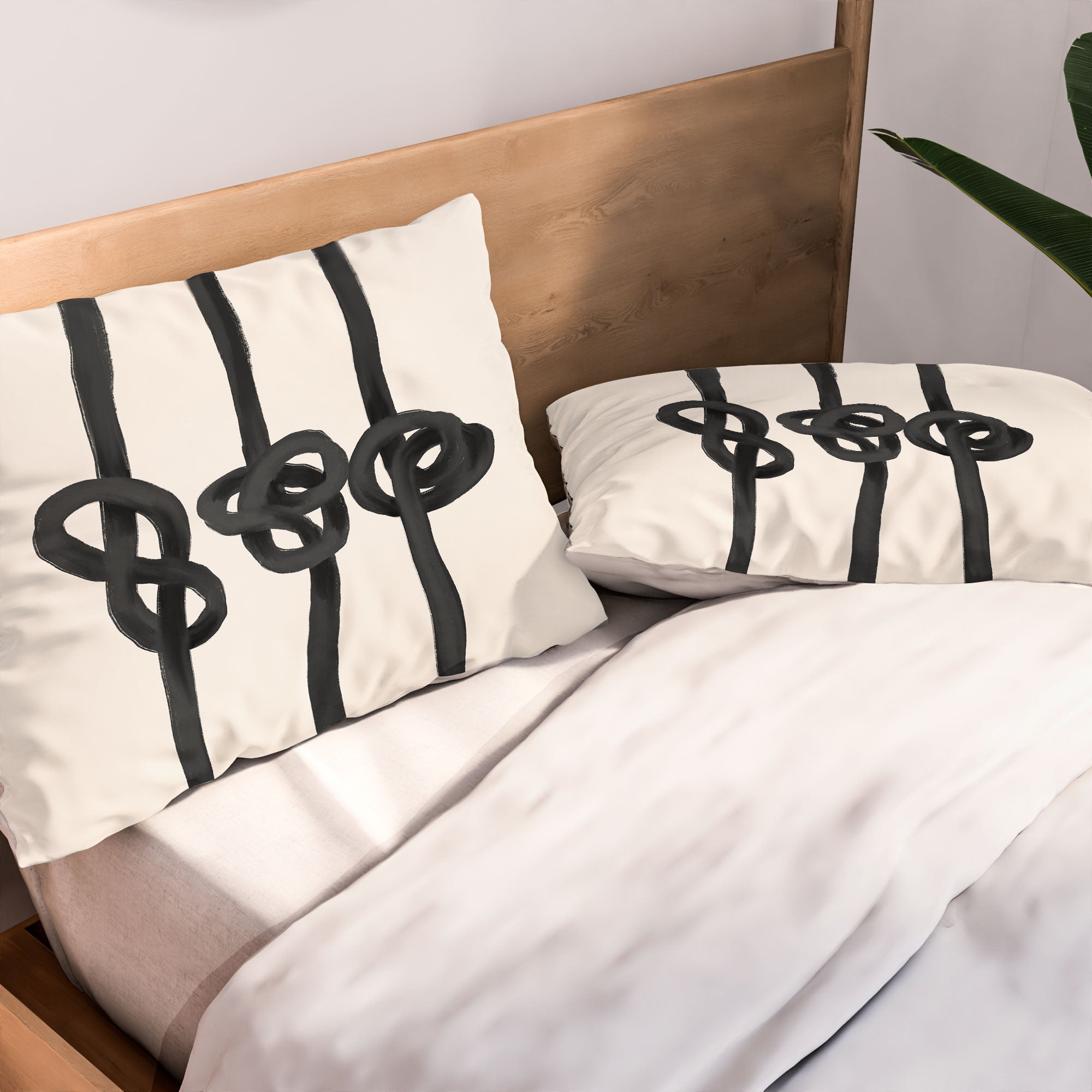 Agnes 91 Minimalist Black Knot Abstract Pillow Shams