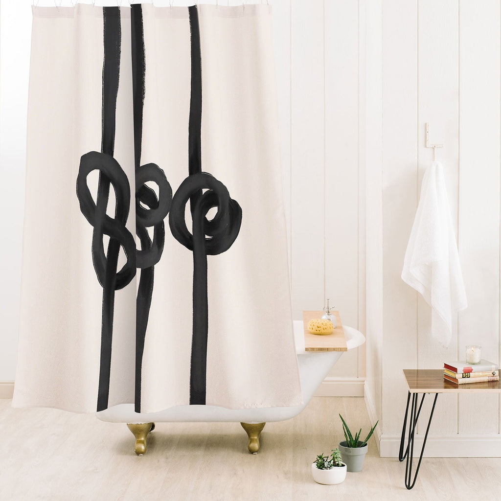Agnes 91 Minimalist Black Knot Abstract Shower Curtain