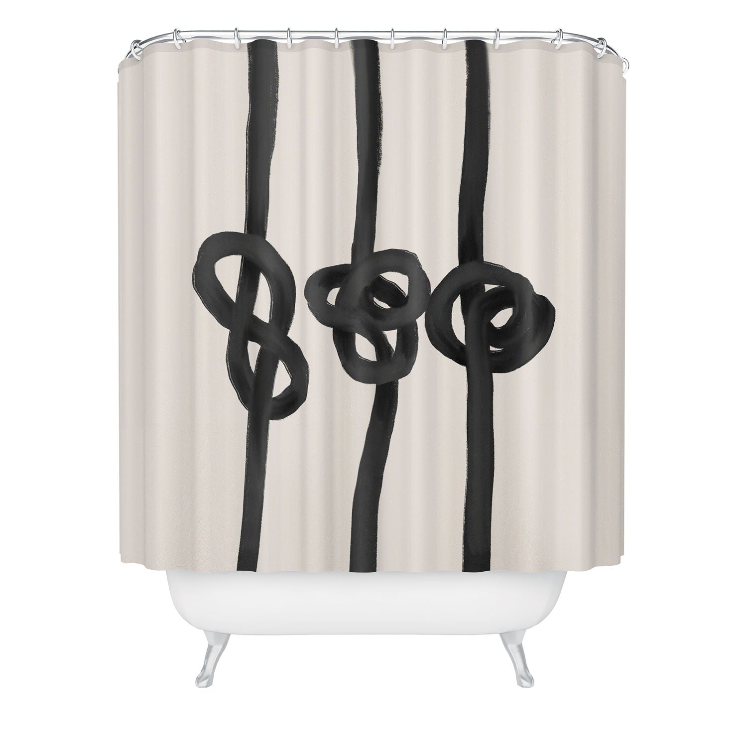 Agnes 91 Minimalist Black Knot Abstract Shower Curtain