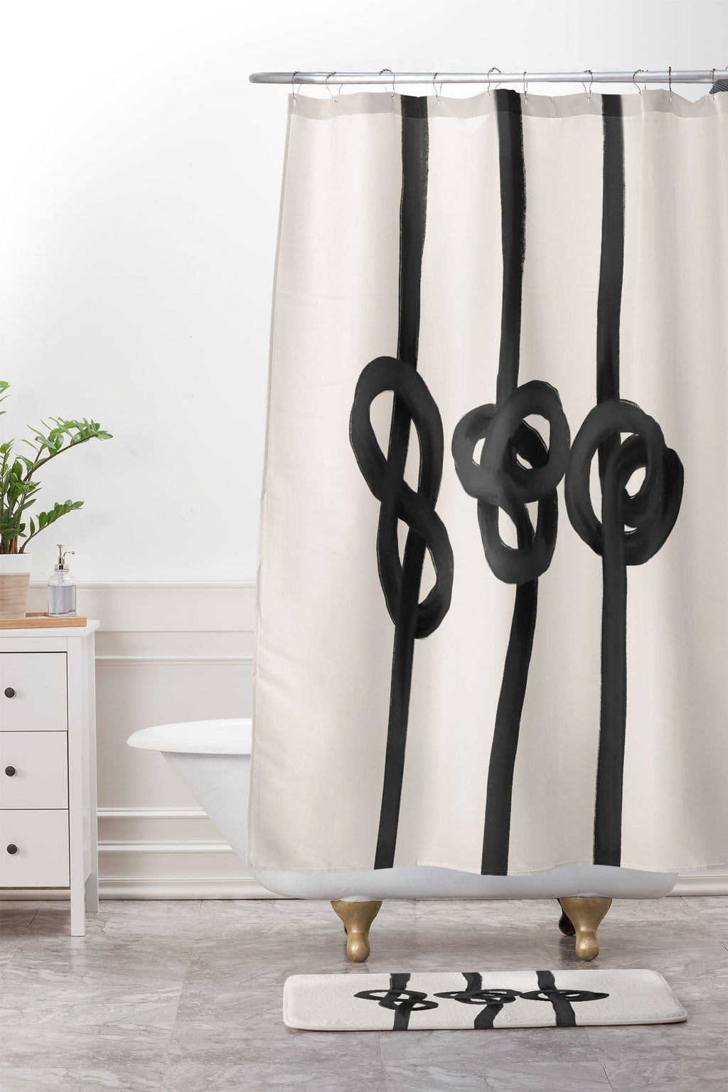Agnes 91 Minimalist Black Knot Abstract Memory Foam Bath Mat