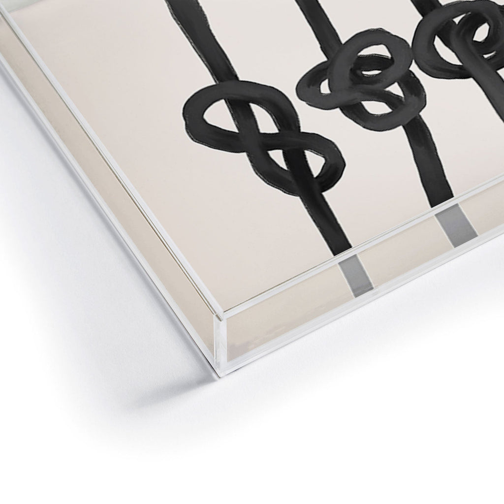 Agnes 91 Minimalist Black Knot Abstract Acrylic Tray