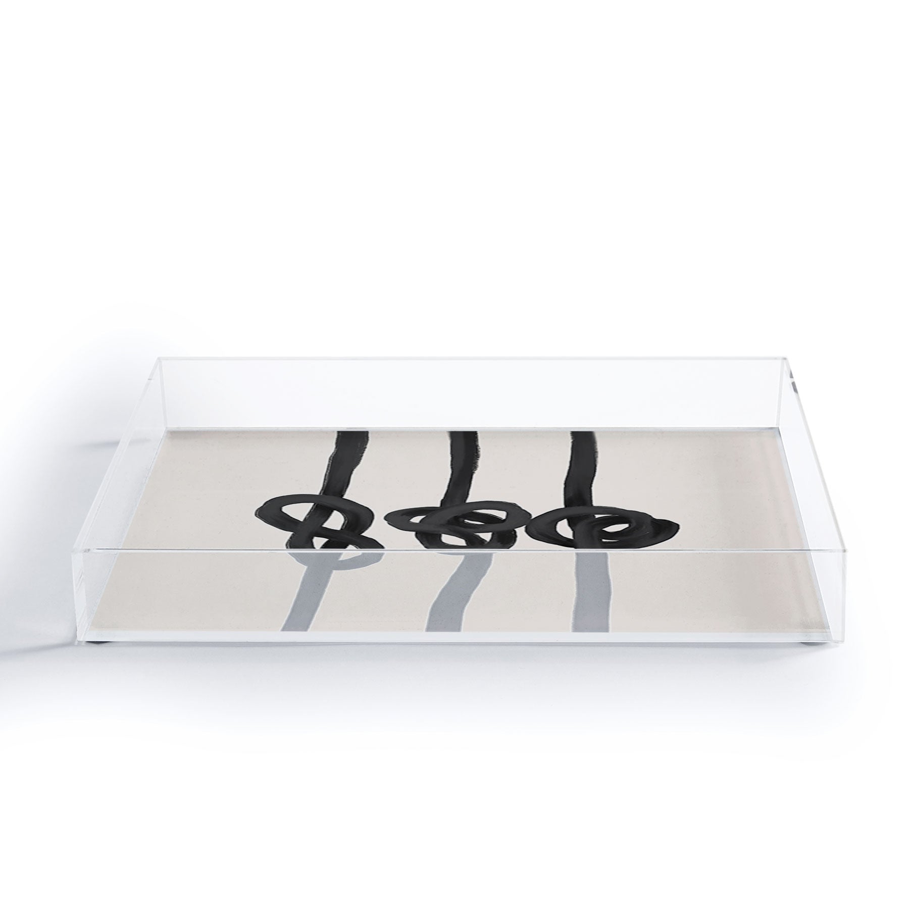 Agnes 91 Minimalist Black Knot Abstract Acrylic Tray