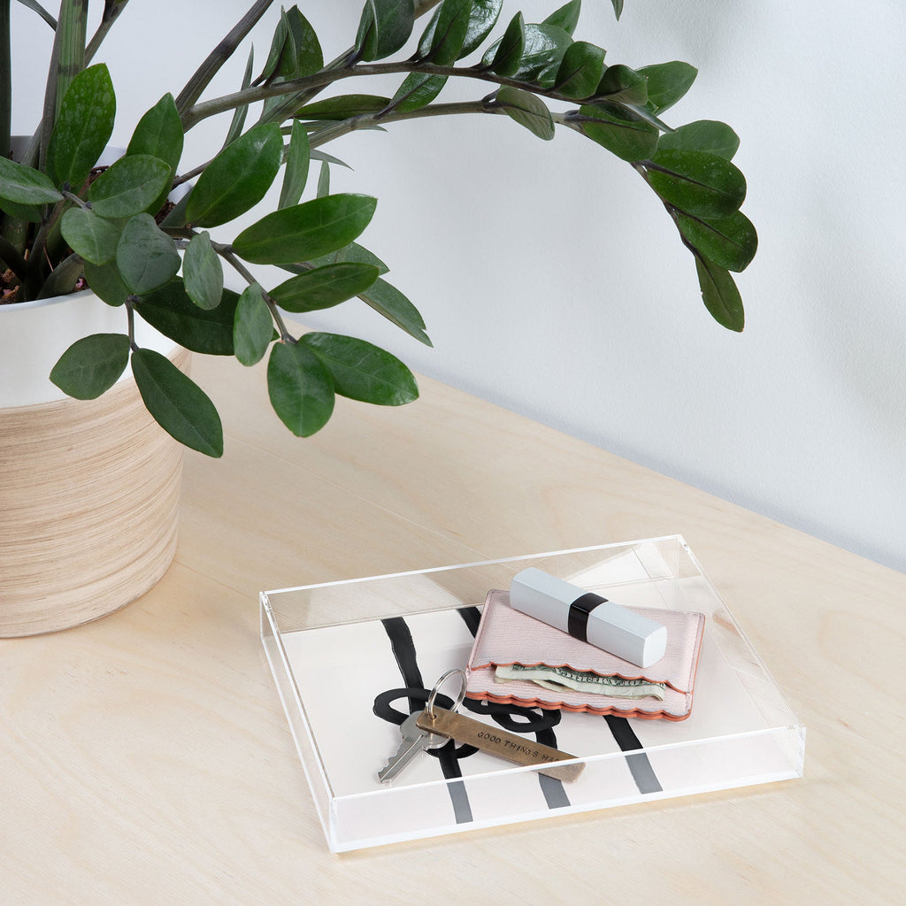 Agnes 91 Minimalist Black Knot Abstract Acrylic Tray