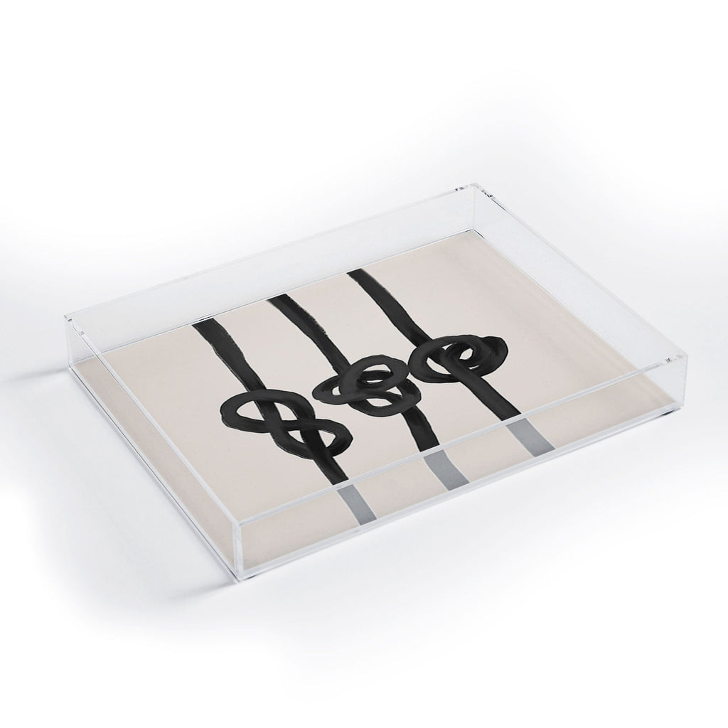 Agnes 91 Minimalist Black Knot Abstract Acrylic Tray