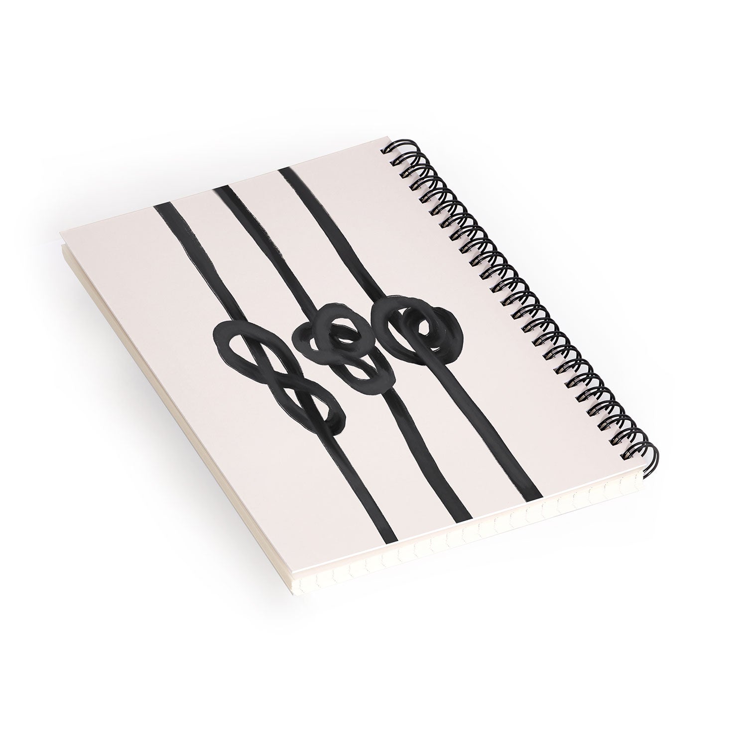 Agnes 91 Minimalist Black Knot Abstract Spiral Notebook