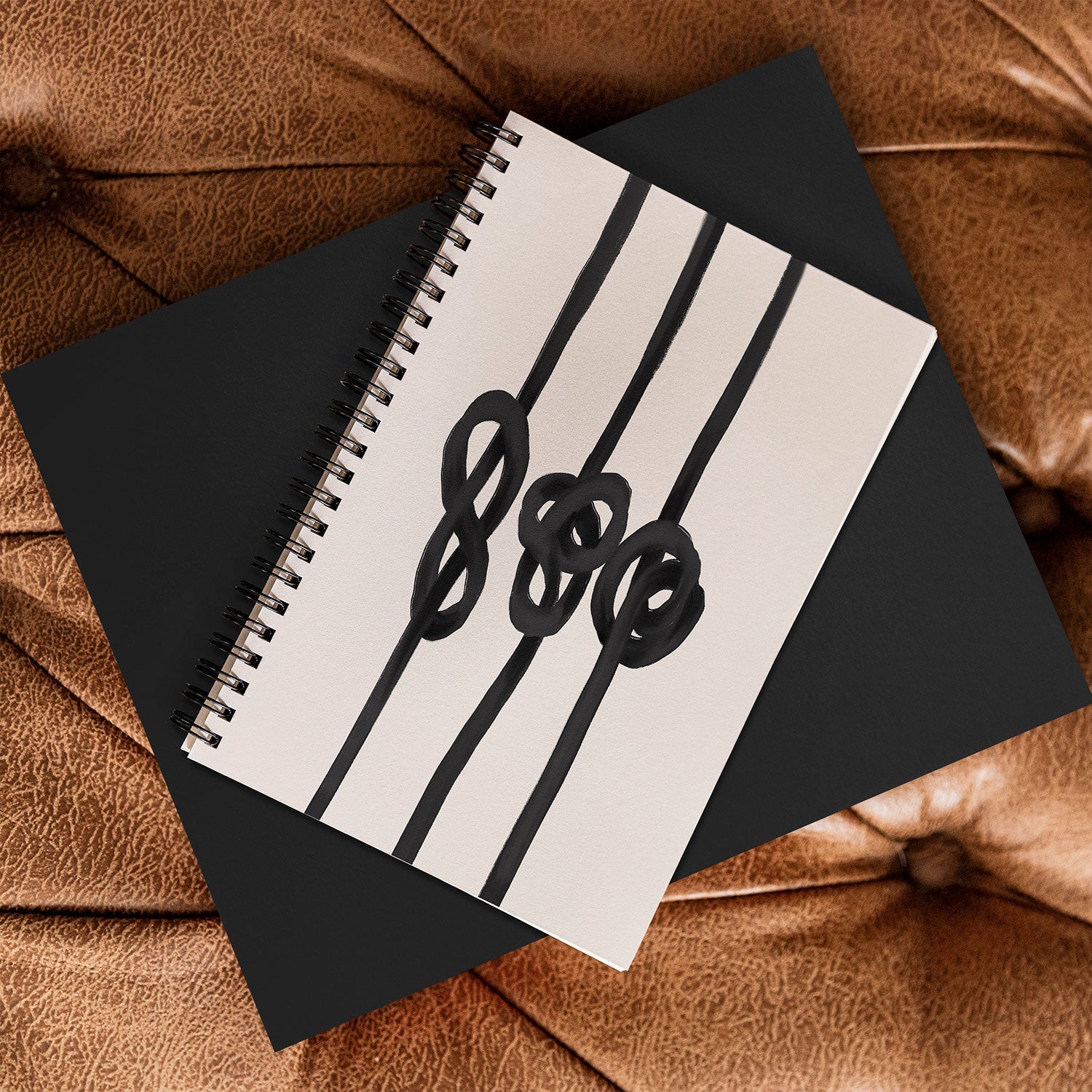 Agnes 91 Minimalist Black Knot Abstract Spiral Notebook