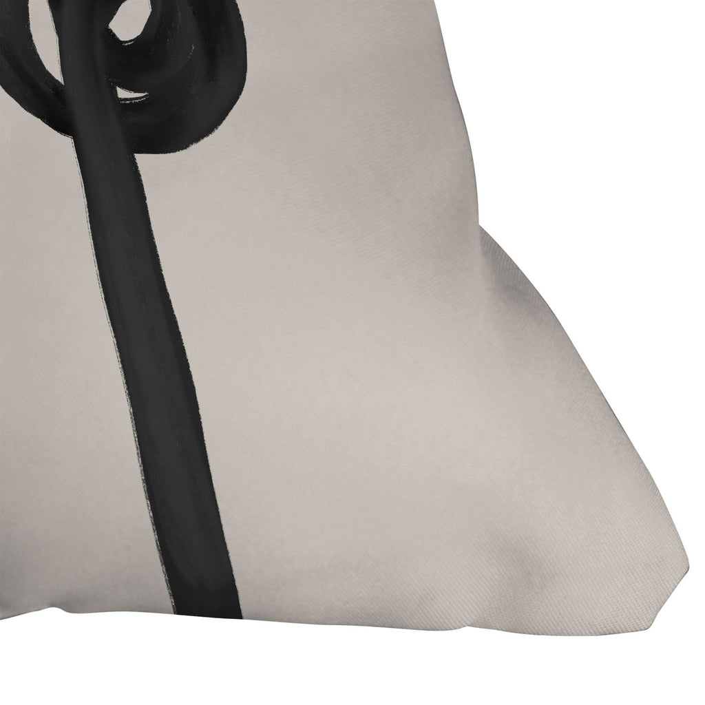 Agnes 91 Minimalist Black Knot Abstract Outdoor Throw Pillow