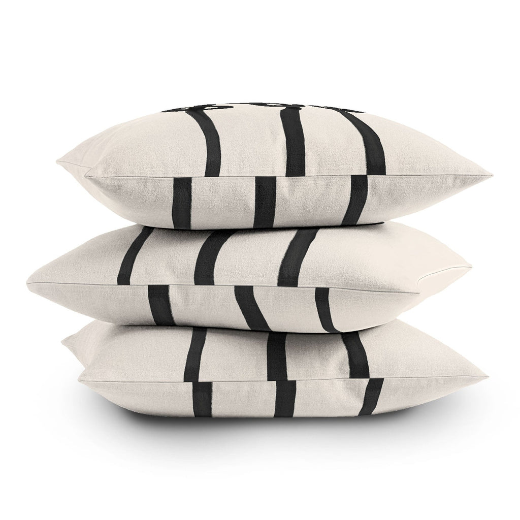 Agnes 91 Minimalist Black Knot Abstract Outdoor Throw Pillow