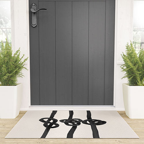 Agnes 91 Minimalist Black Knot Abstract Welcome Mat