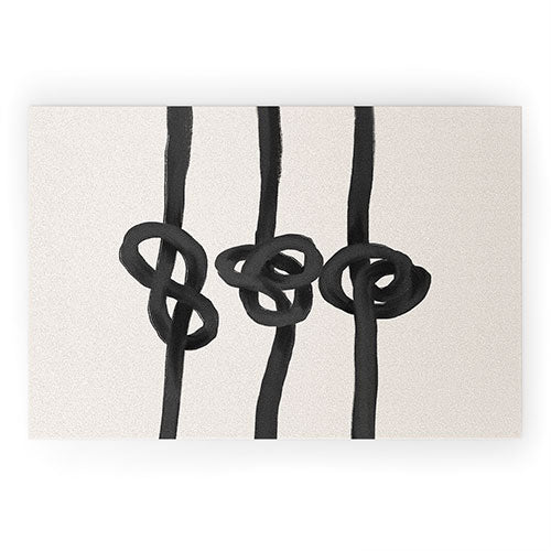 Agnes 91 Minimalist Black Knot Abstract Welcome Mat