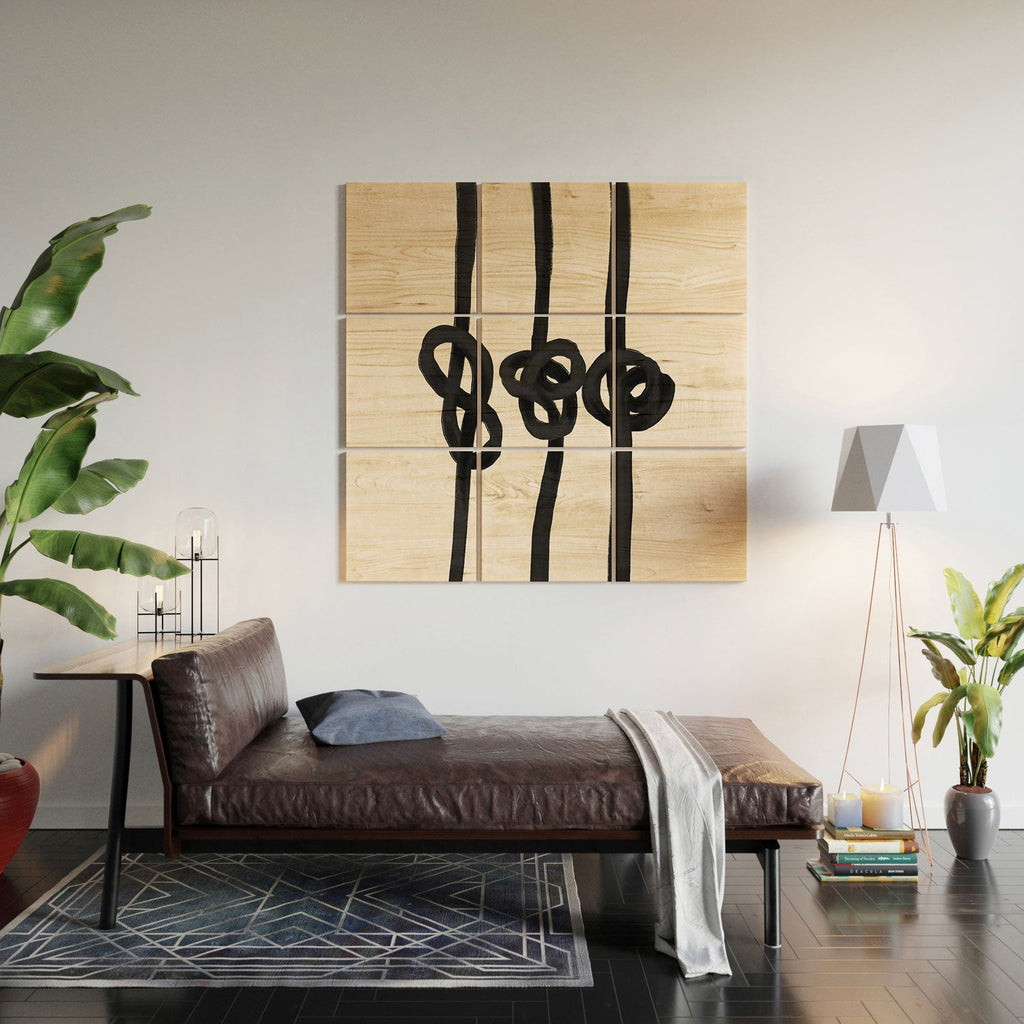 Agnes 91 Minimalist Black Knot Abstract Wood Wall Mural