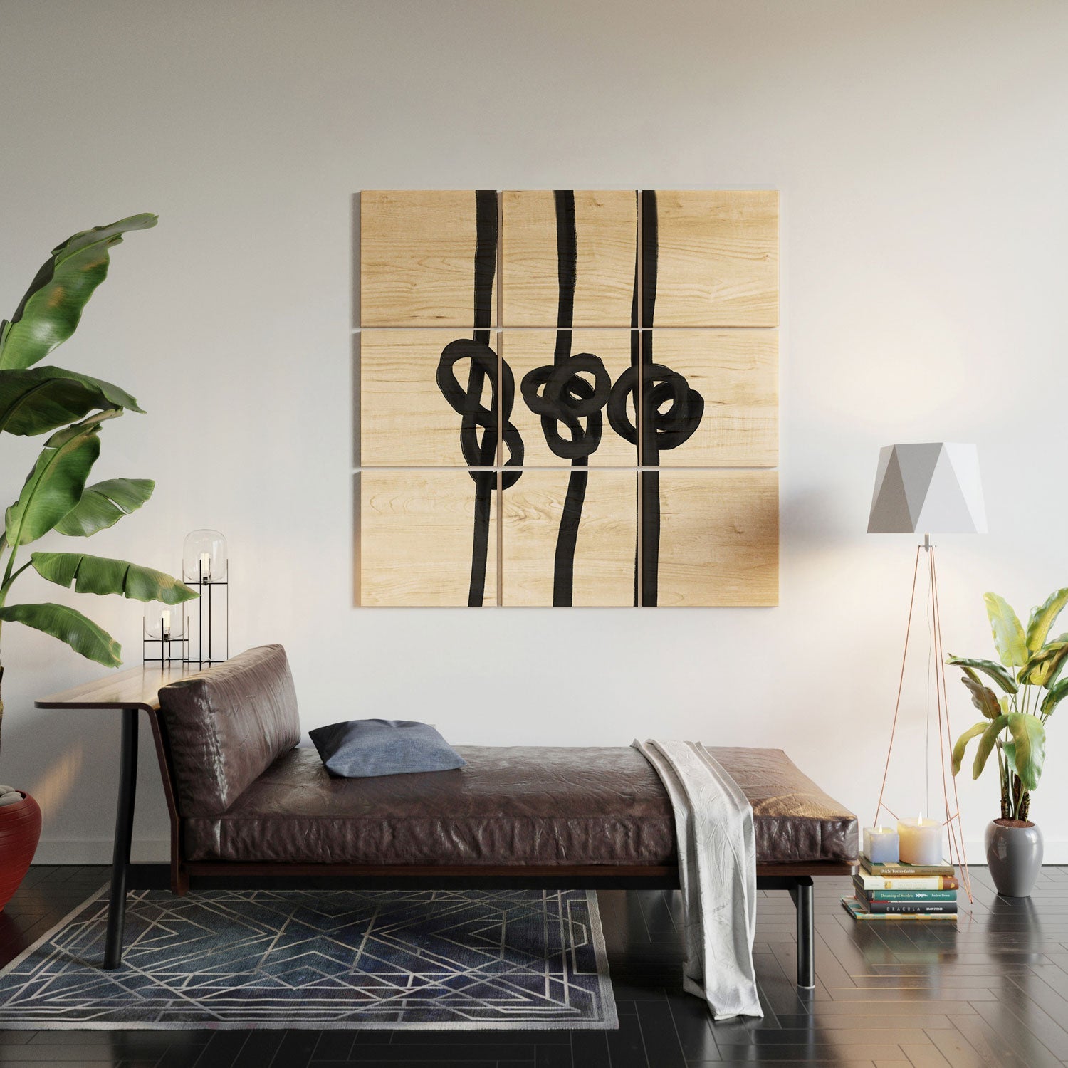 Agnes 91 Minimalist Black Knot Abstract Wood Wall Mural