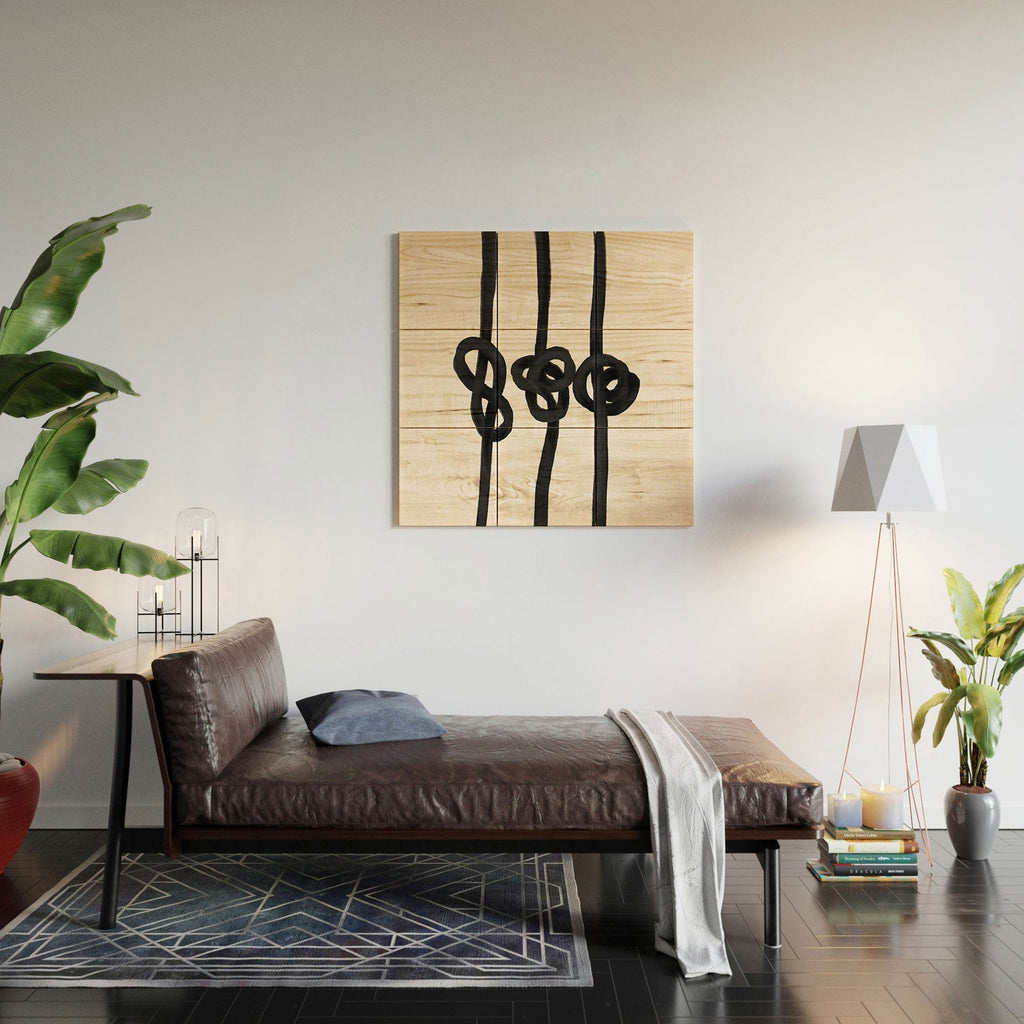 Agnes 91 Minimalist Black Knot Abstract Wood Wall Mural