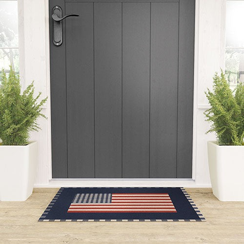 DENY Designs Gingham Flag Welcome Mat