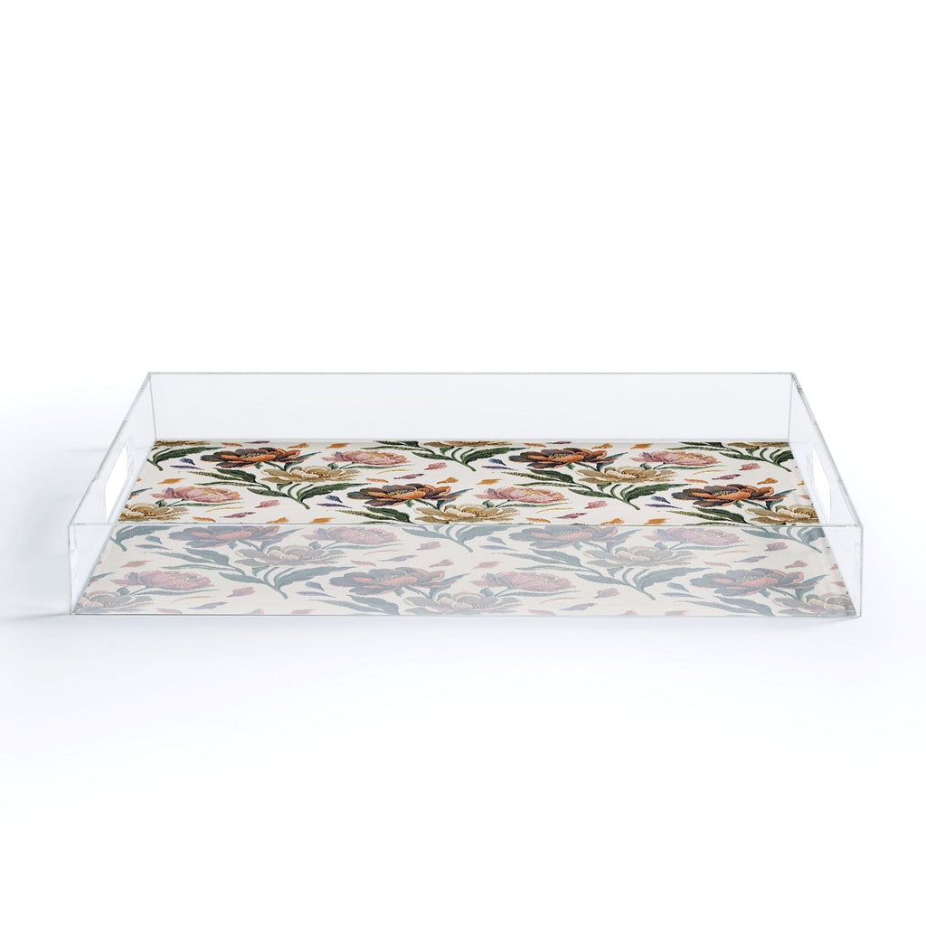 Marta Barragan Camarasa Hand Painted Peony Florals Acrylic Tray