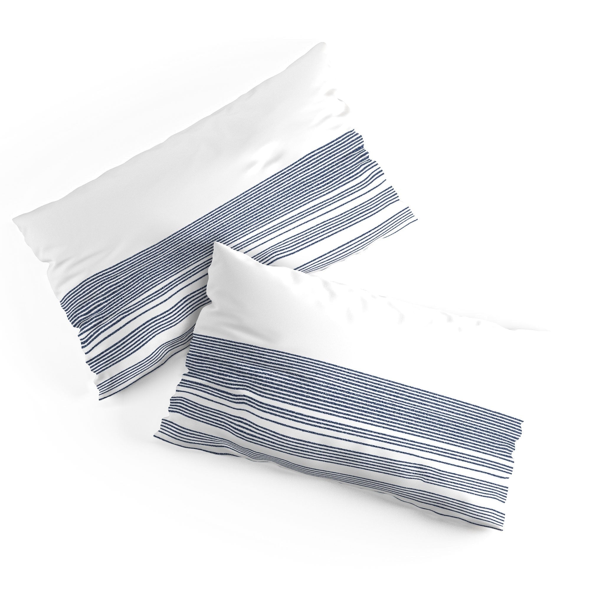 Kierkegaard Design Studio organic stripes naut navy blue and white Pillow Shams