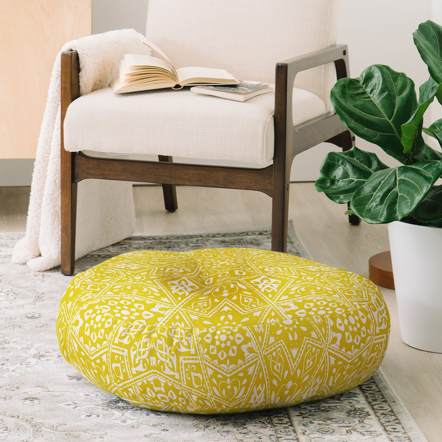 Aimee St Hill Amirah Yellow Floor Pillow Round