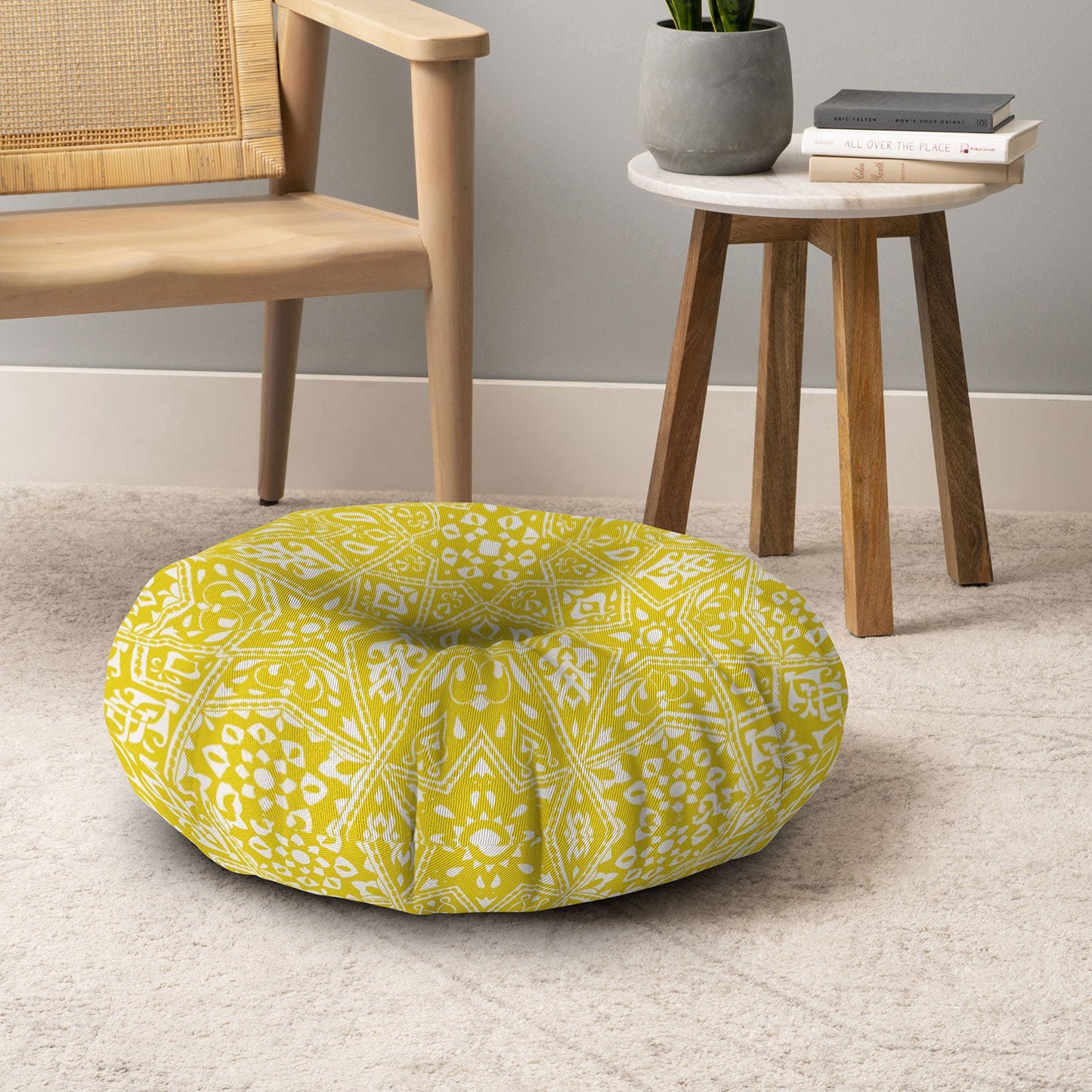 Aimee St Hill Amirah Yellow Floor Pillow Round