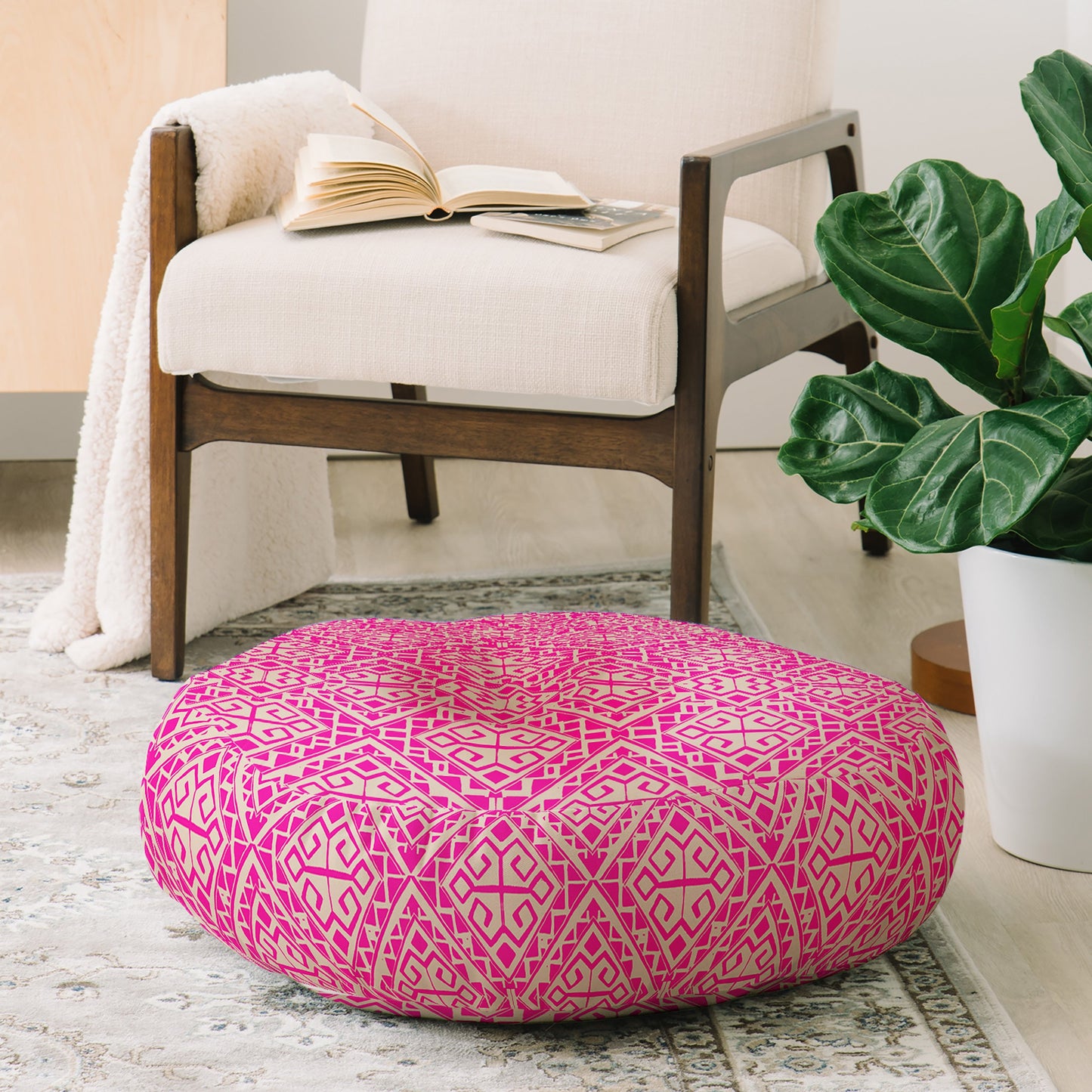 Aimee St Hill Eva All Over Pink Floor Pillow Round