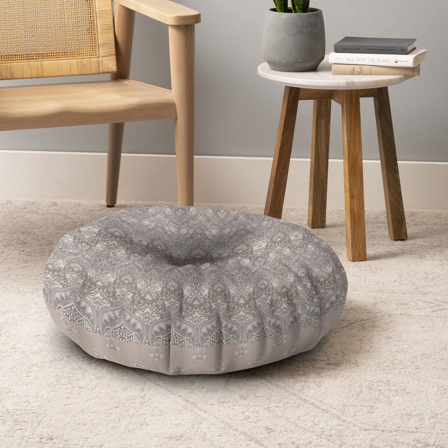 Aimee St Hill Farah Blooms Neutral Floor Pillow Round