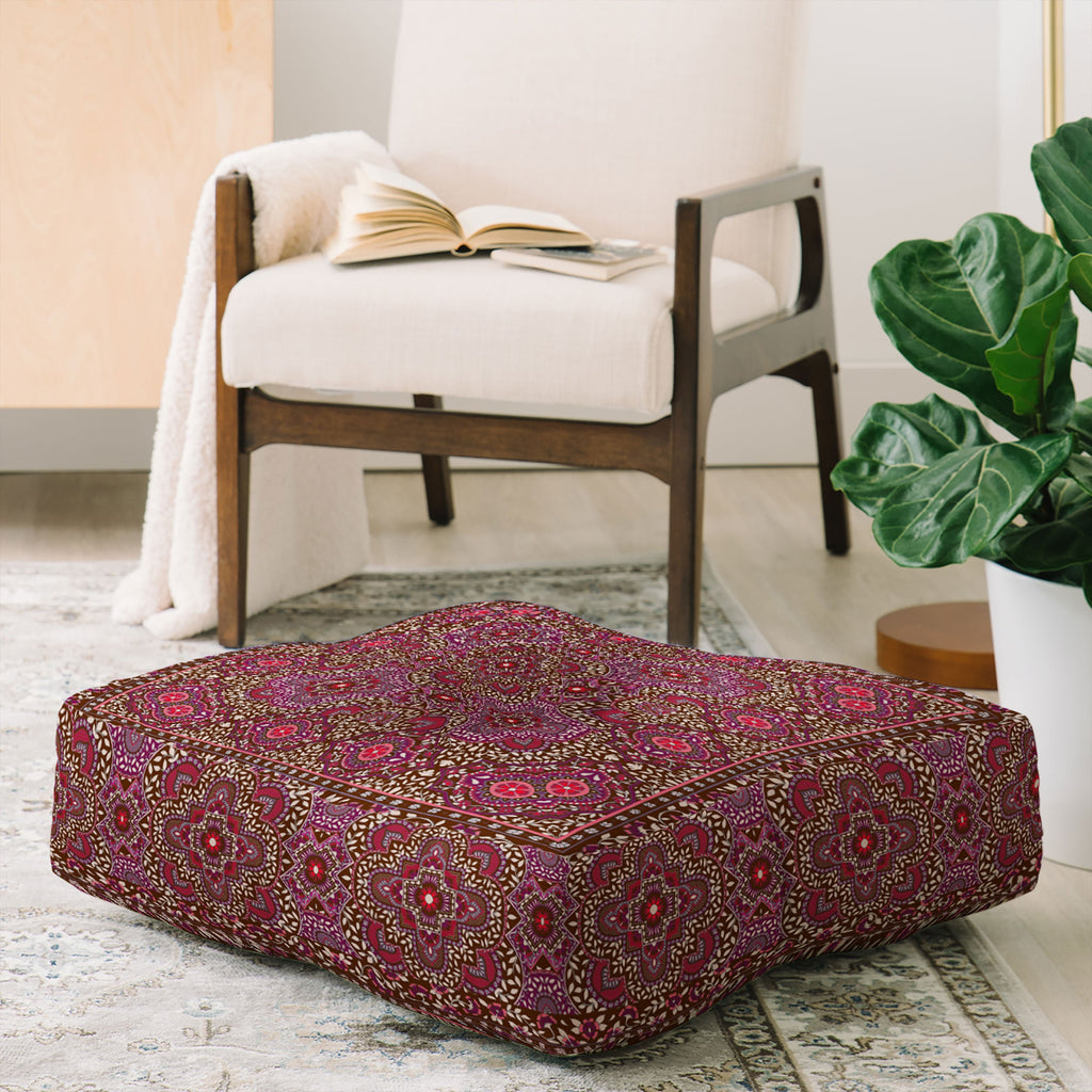 Aimee St Hill Farah Border Red Floor Pillow Square