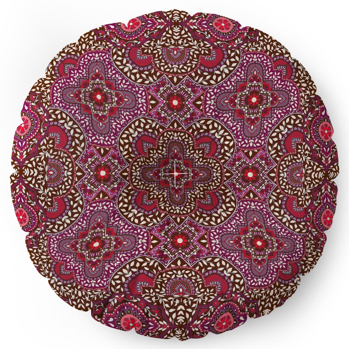 Aimee St Hill Farah Border Red Floor Pillow Round
