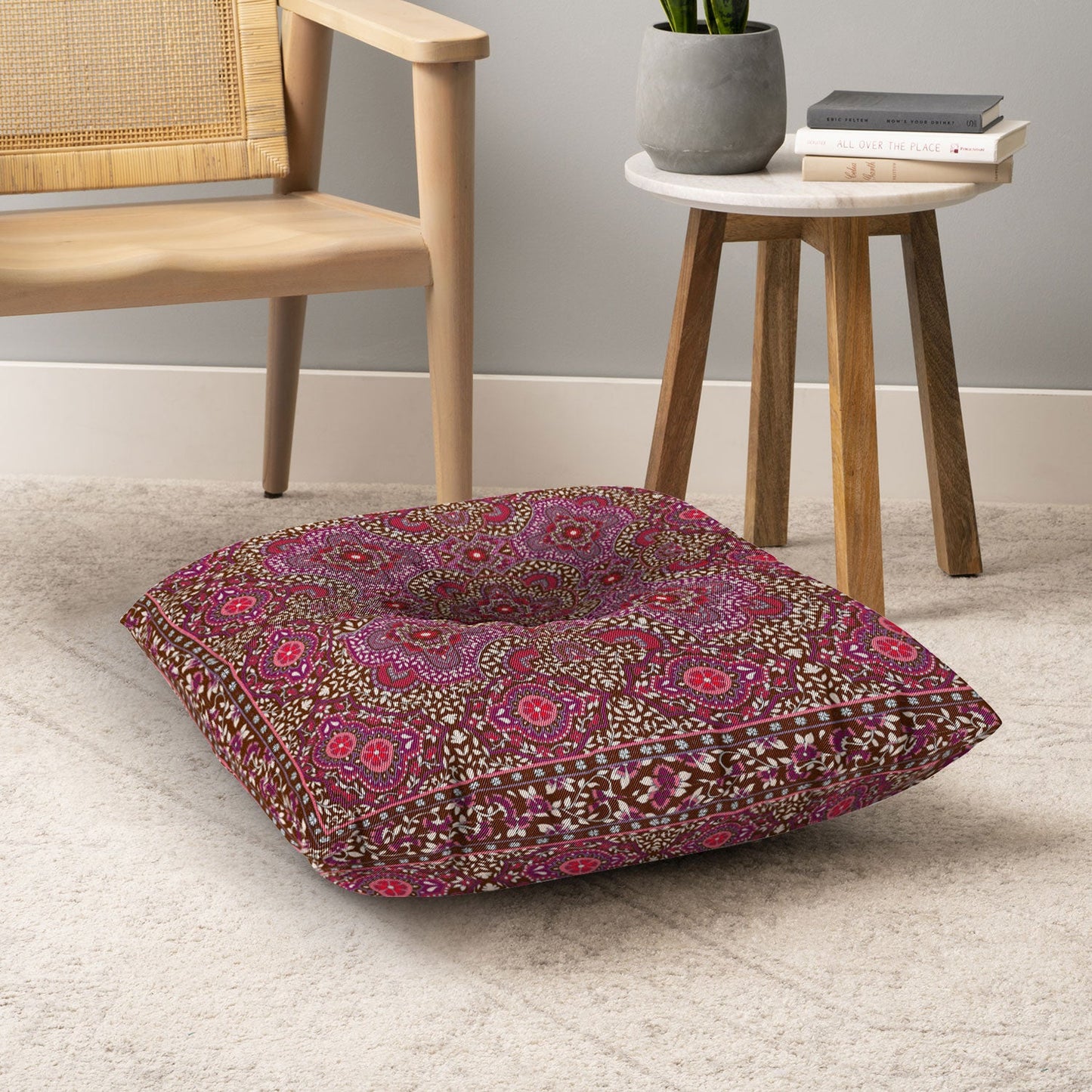 Aimee St Hill Farah Border Red Floor Pillow Square