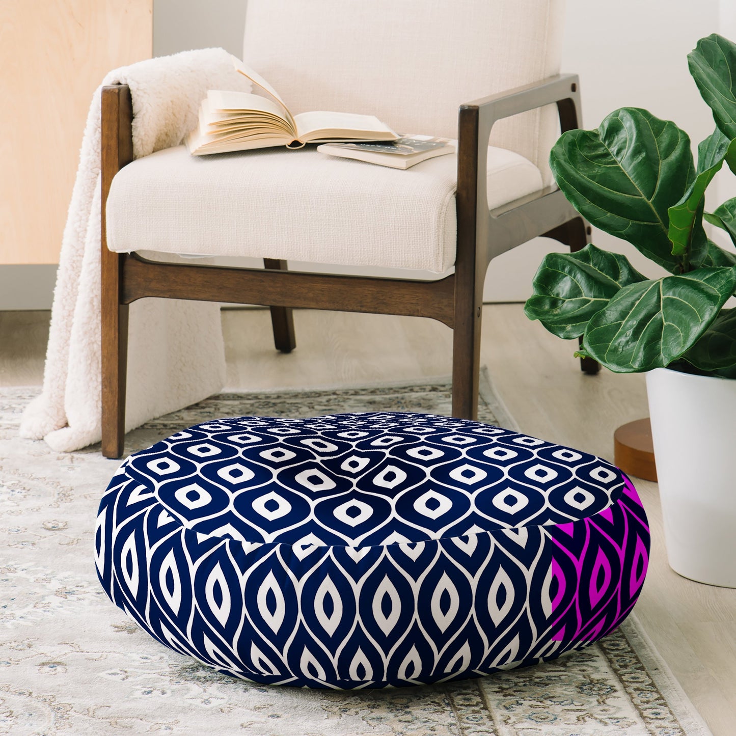 Aimee St Hill Leela Navy Floor Pillow Round