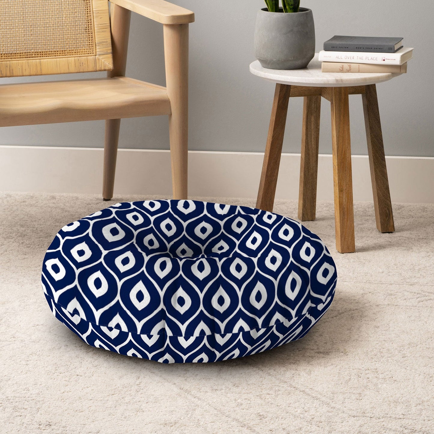 Aimee St Hill Leela Navy Floor Pillow Round