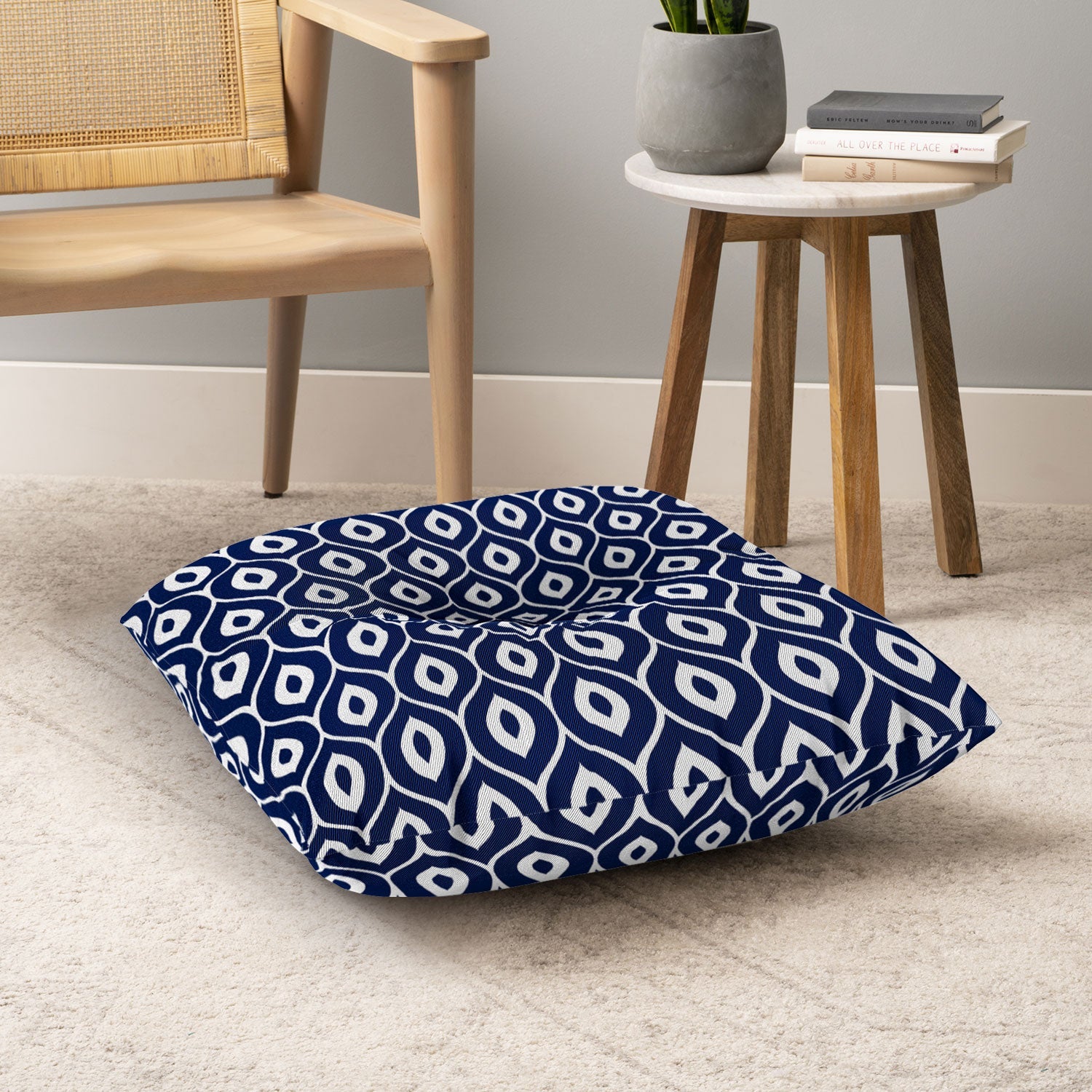 Aimee St Hill Leela Navy Floor Pillow Square