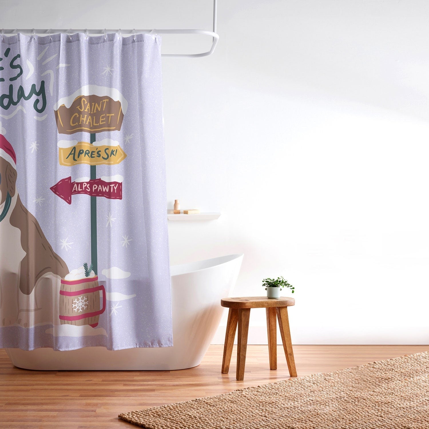 Design by Spark St Bernard Apres All Day Shower Curtain