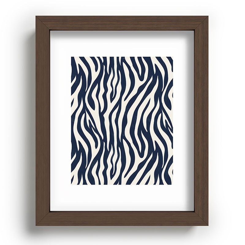 Avenie BR Navy Tiger Stripes Recessed Framing Rectangle