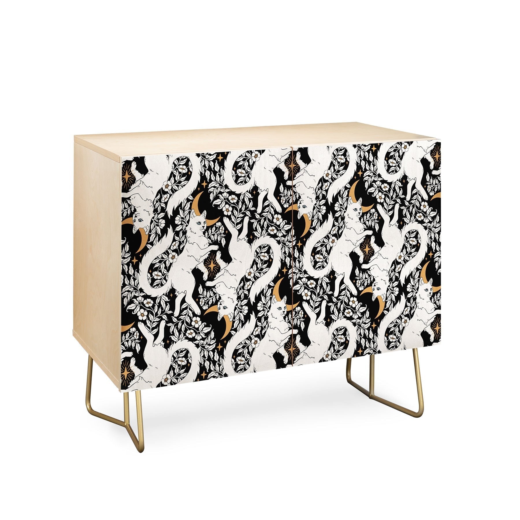 Avenie Celestial Cats Gold Credenza