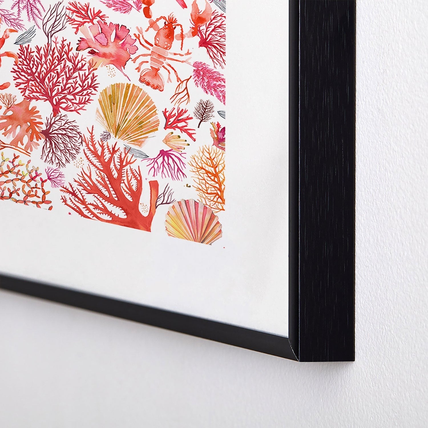 Ninola Design Botanic Retreat Coral Reef Crab Lobster Red Metal Framed Art Print