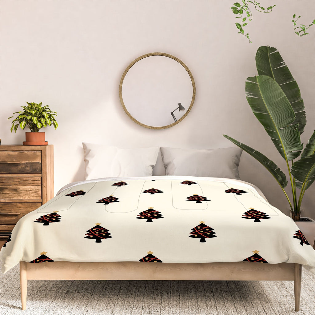 Design by Spark Black And Gold Christmas Tree Comforter