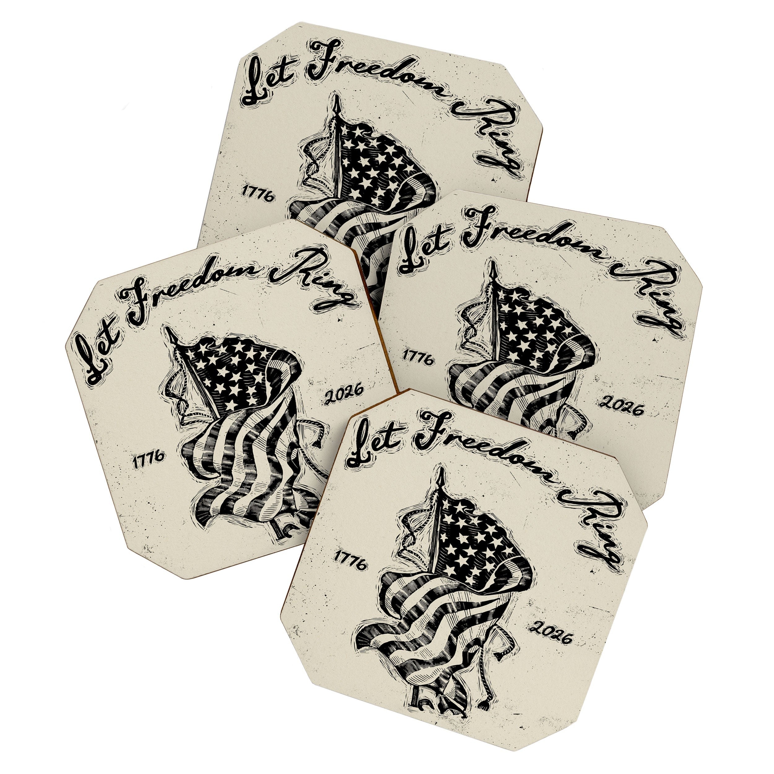DENY Designs Let Freedom Ring Block Coaster Set