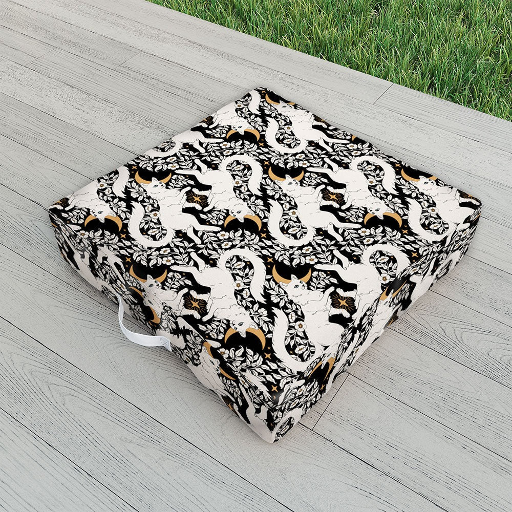 Avenie Celestial Cats Gold Outdoor Floor Cushion