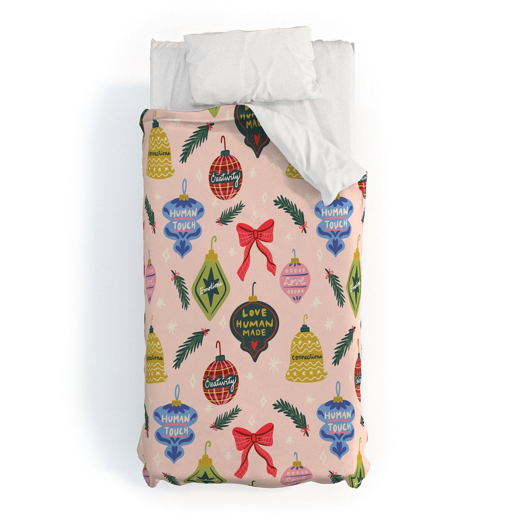 Design by Spark Love Human Made Christmas Ornaments Duvet Cover