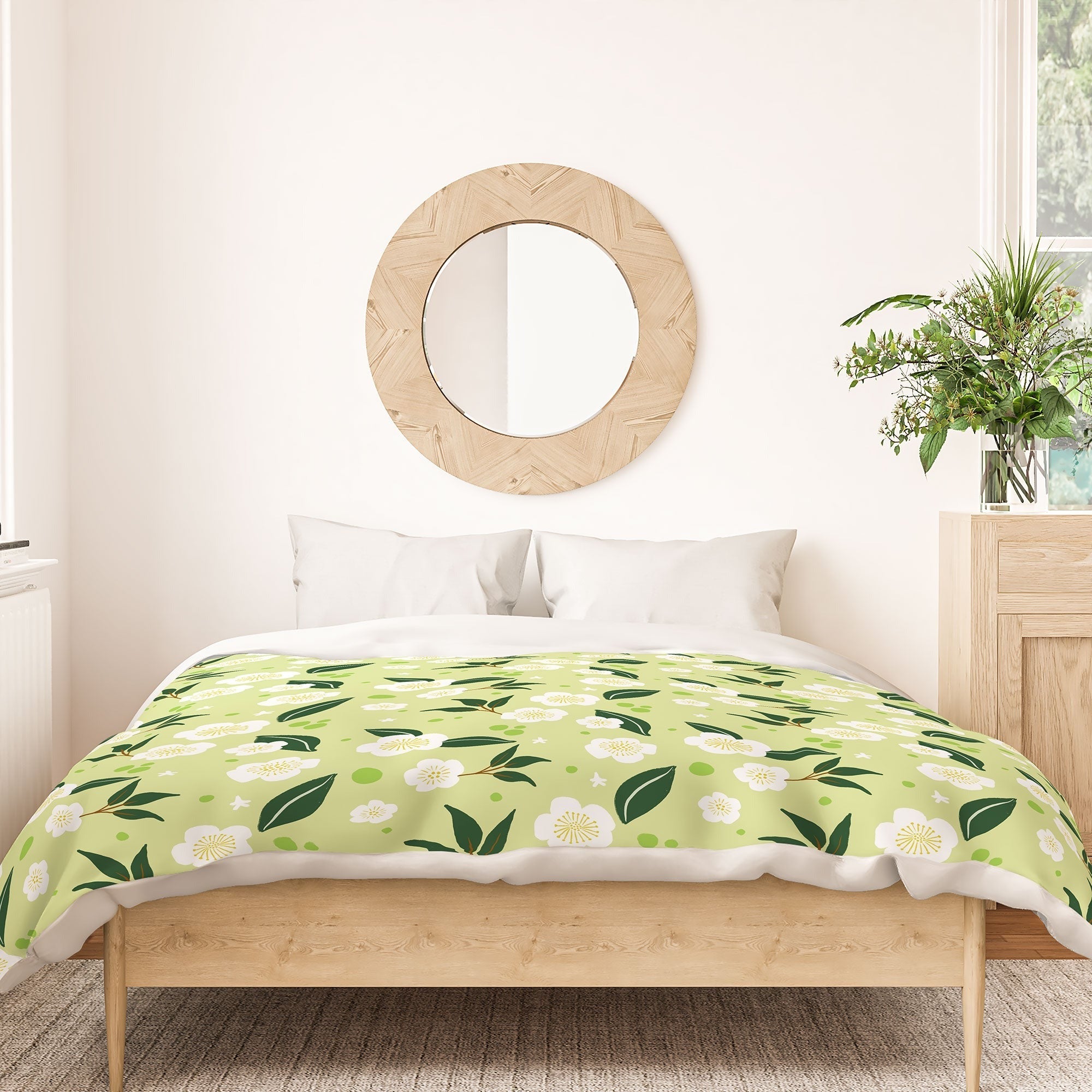 Design by Spark Matcha Tea Florals Duvet Cover